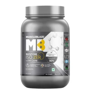 MuscleBlaze Biozyme Iso-Zero, 1 kg (2.2 lb), Low Carb Unflavoured