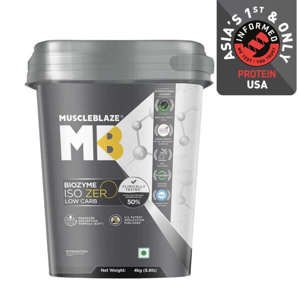 MuscleBlaze Biozyme Iso-Zero, 4 kg (8.8 lb), Low Carb Ice Cream Chocolate