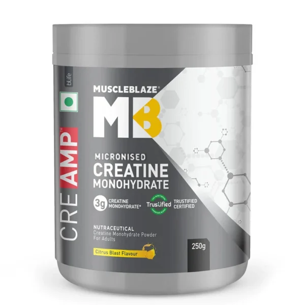 MuscleBlaze Creatine Monohydrate CreAMP, 250 g (0.55 lb), Citrus Blast